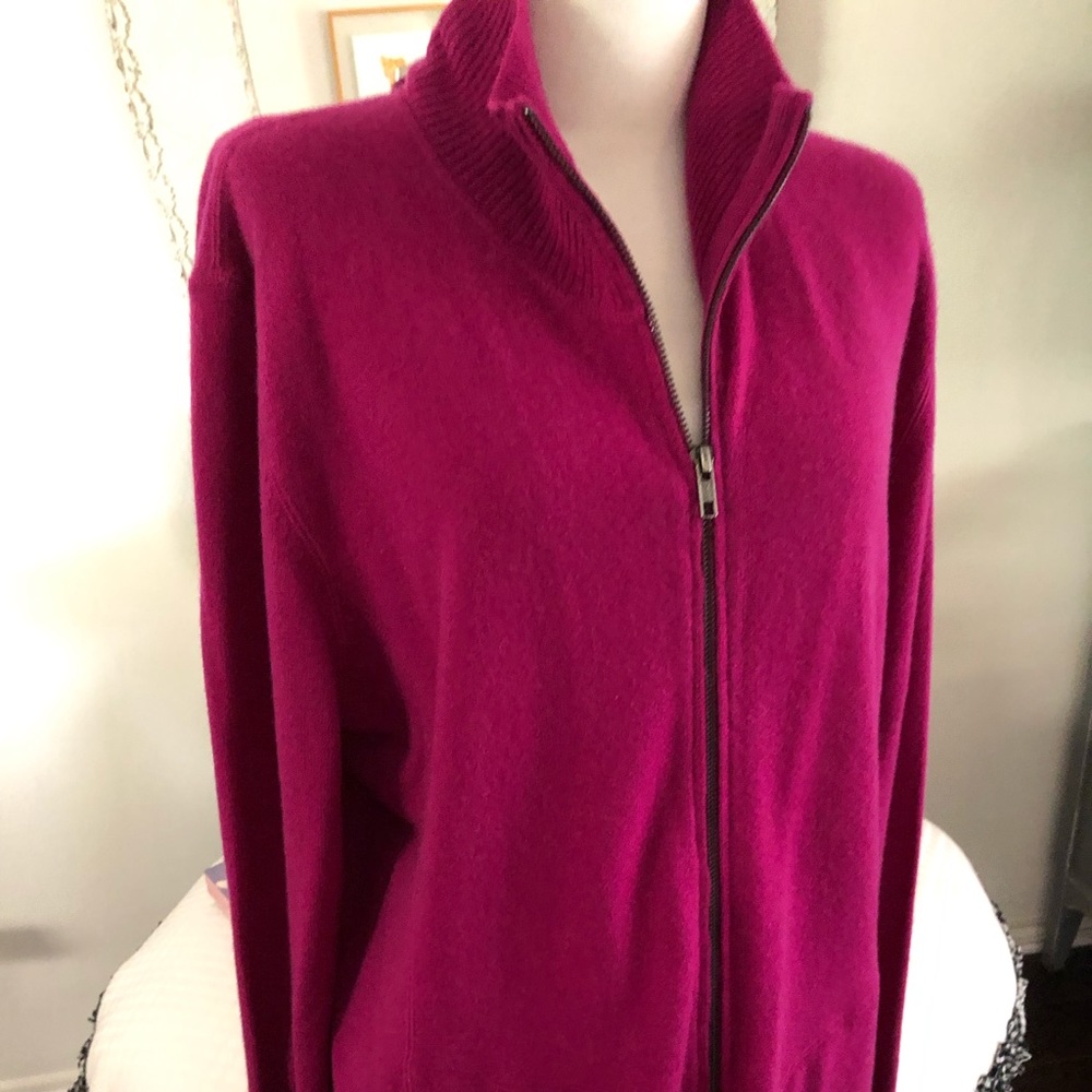 Nm 100% Cashmere Berry Colored Jacket Size Xl *Ma… - image 4
